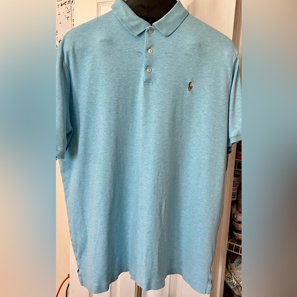Polo Ralph Lauren Shirt Mens XL Blue Cotton Flesh Pony Polo Classic Preppy EUC